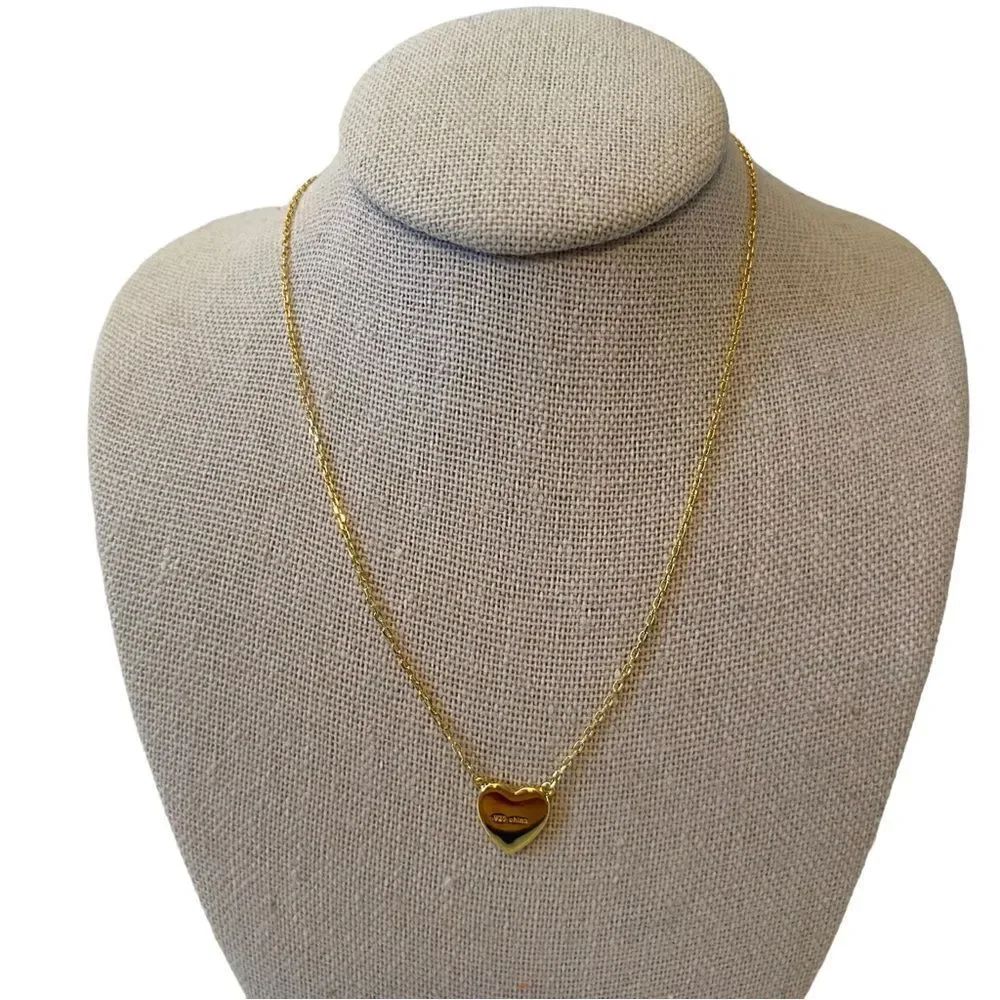 Rachel Zoe Beautiful & Delicate Sterling Silver Small Black Heart Necklace.